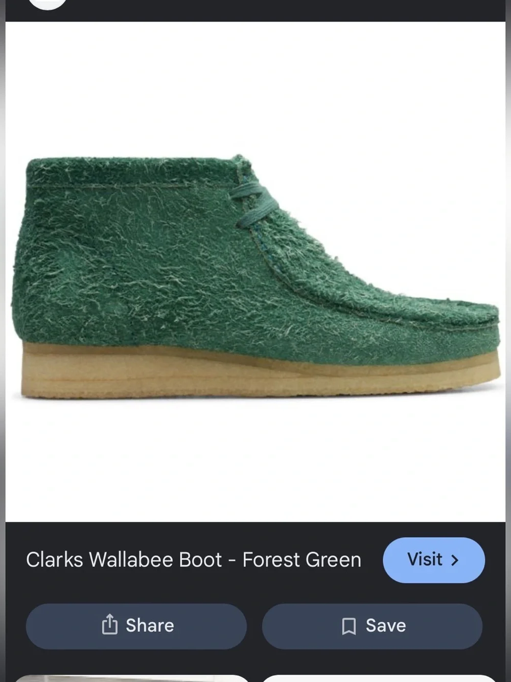 Clarks wallabee boot in forest green mens 10